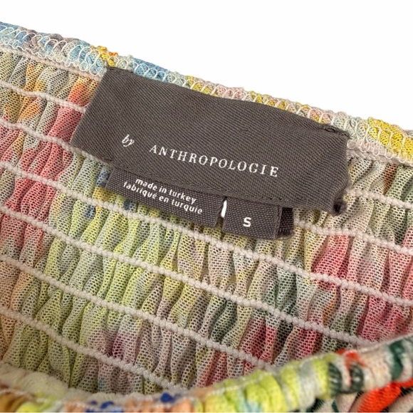 Anthropologie Women's Rouen Yellow Floral Motif Smocked Blouson Top Size Small - Picture 5 of 10